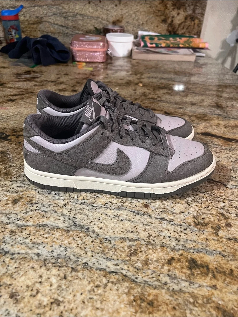 Nike Men’s Low-Top Sneakers — Gray and Light Purple Accent